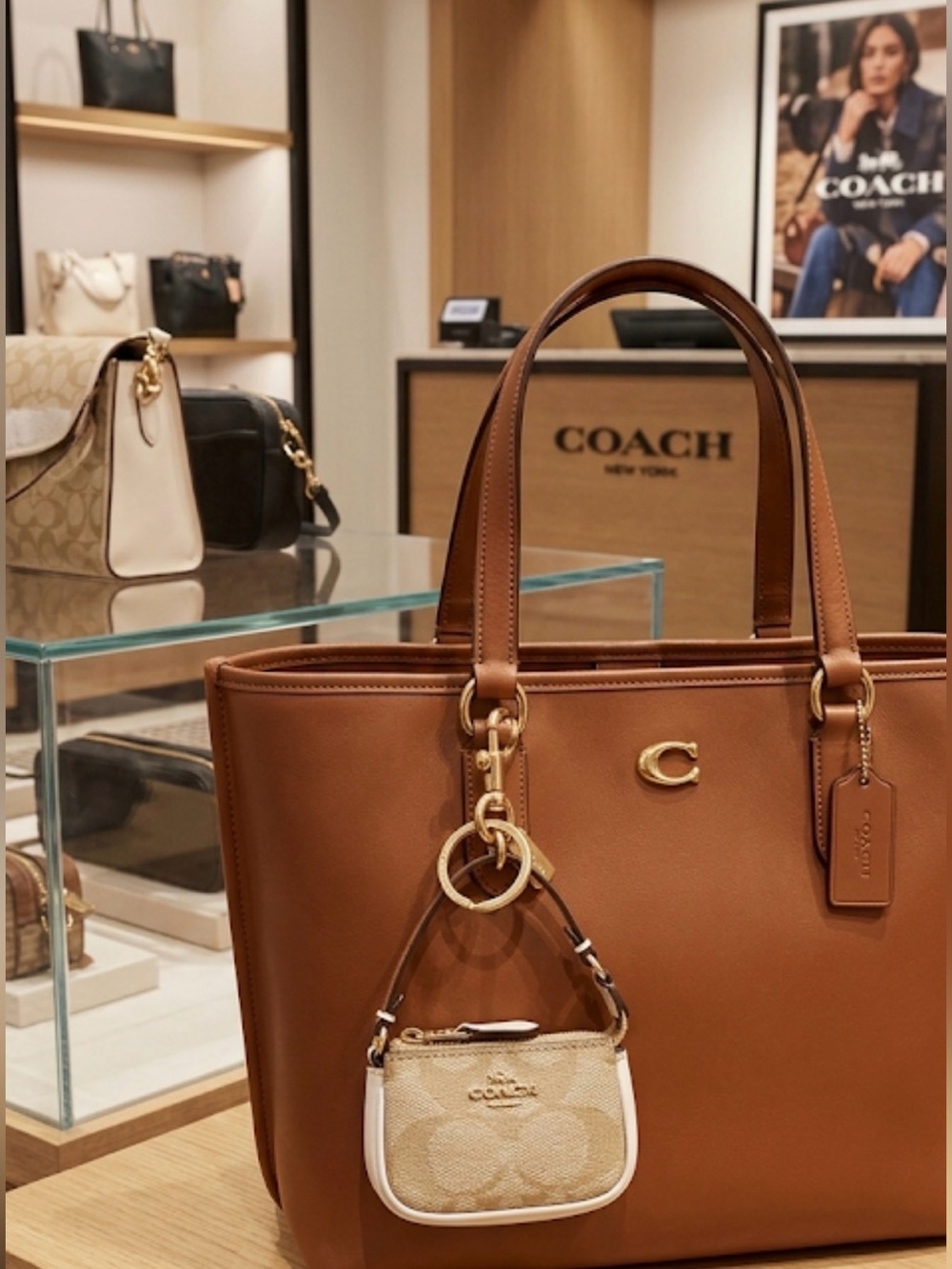 Coach Mini Lolita Bag in Beige / White Signature Keychain Gold Hardware - NWOT - Picture 2 of 12
